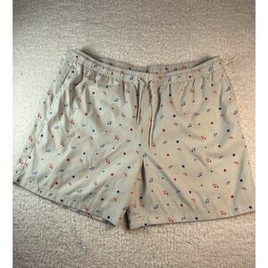 Magellan Outdoors Mens 2XL Fish Gear Swim Trunks Gray Red Blue Stars Fish Print